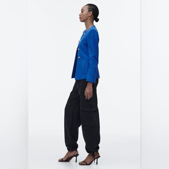 ZARA GOLD BUTTON TEXTURED BLAZER - Picture 8 of 12